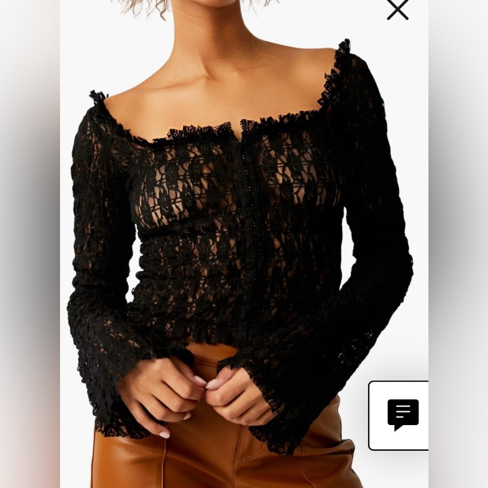 Free People Madison smocked lace top S